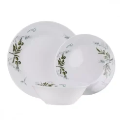PRIMA DECO Komplet obiadowy 18 el 6 os Oliwka okrągły