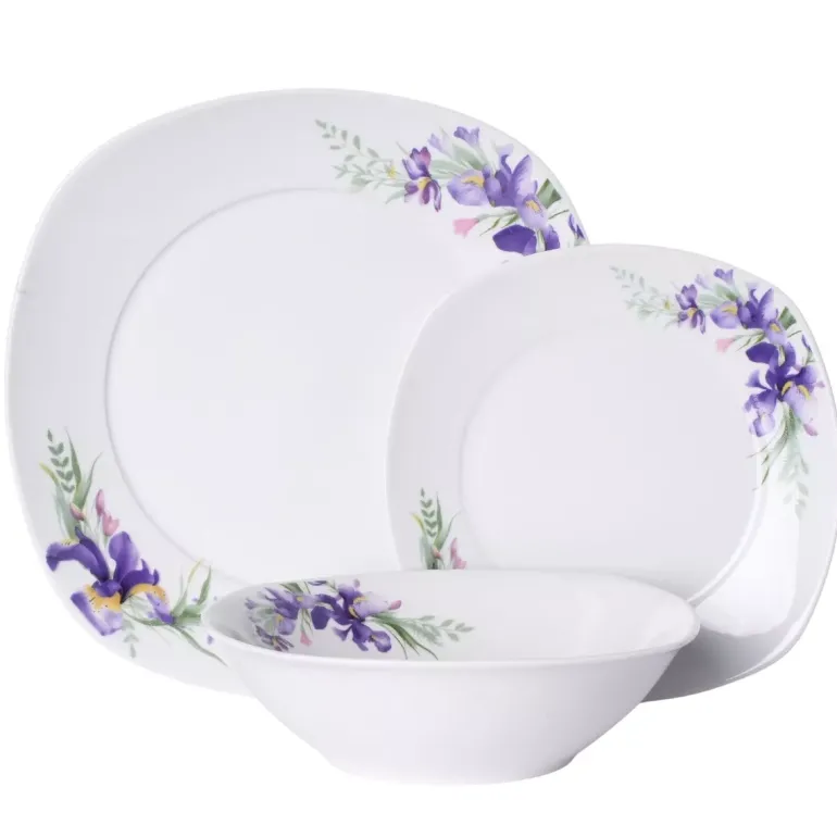 PRIMA DECO Komplet obiadowy 54 el dla 18 os IRYS / kwadratowy / porcelana