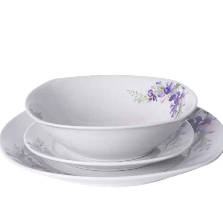 PRIMA DECO Komplet obiadowy 54 el dla 18 os IRYS / kwadratowy / porcelana