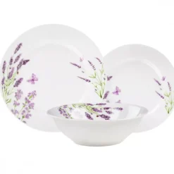 PRIMA DECO Komplet obiadowy 18 el dla 6 os LAWENDA / okrągły / porcelana