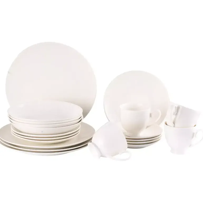 PRIMA DECO Komplet obiadowy porcelanowy 20 el 4 os z filiżanką kremowy