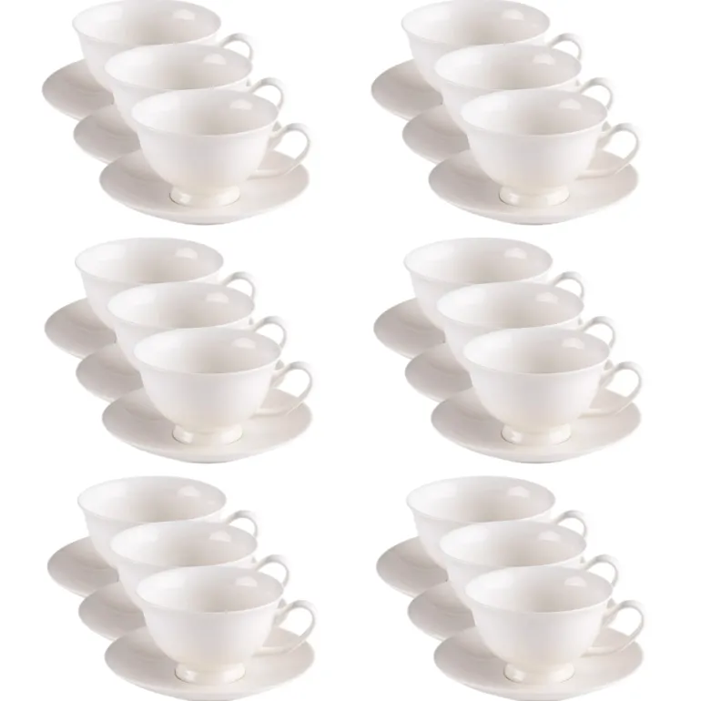 PRIMA DECO Komplet 18x Filiżanka 220 ml ze spodkiem / ecru