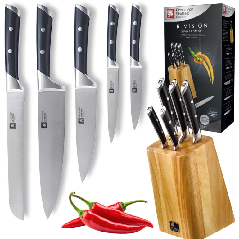 RICHARDSON SHEFFIELD VISION Zestaw 5 noży kuchennych w bloku drewnianym