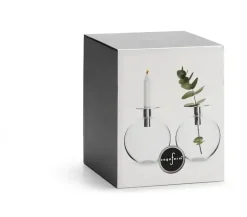 SAGAFORM INTERIOR Szklany wazonik / świecznik ze srebrnym elementem / 18 cm