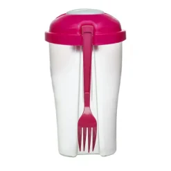 SAGAFORM Pojemnik na sałatkę + widelec FRESH 0,8 l / różowy / FreeForm