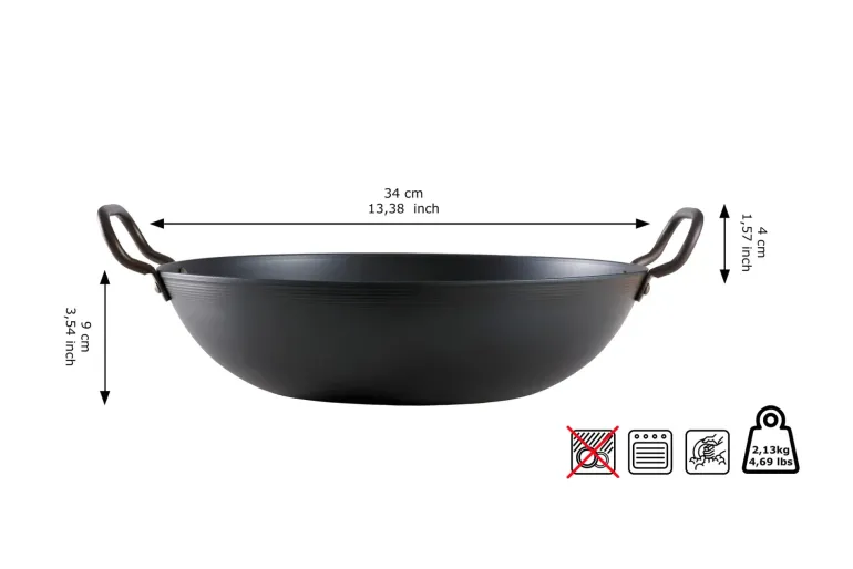 SKOTTSBERG | CARBON STEEL | Naczynie typu Wok 34cm STAL WĘGLOWA