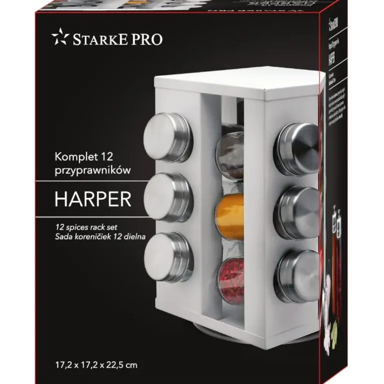 STARKE HARPER Komplet przyprawników 12 el / stal nierdzewna / biały