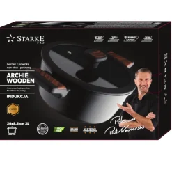 STARKE PRO ARCHIE WOODEN Garnek z pokrywką 20 cm / Powłoka Aerolite Plus