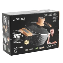 STARKE PRO ASHEN GRANITE Garnek 20 x 9,5 cm z pokrywką / Greblon® C3