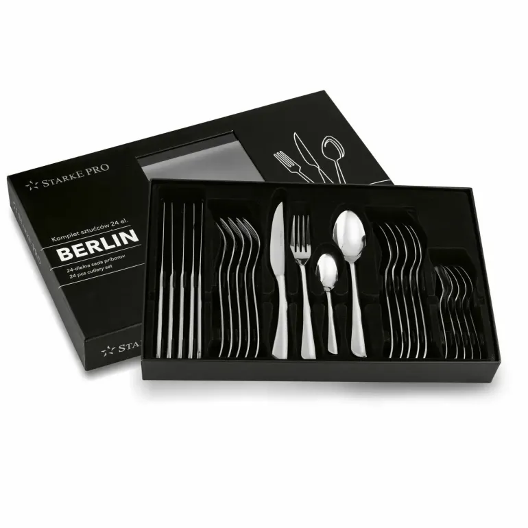 STARKE PRO BERLIN Sztućce Komplet 24 el w pudełku / 6 osób / srebrne / stal nierdzewna