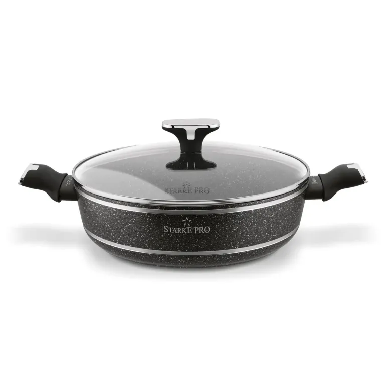 STARKE PRO CELEBRITY MARBLE Patelnia głęboka 28 cm + pokrywka / dwa uchwyty / non-stick / indukcja