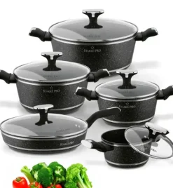 STARKE PRO CELEBRITY MARBLE Zestaw garnków 10 el z pokrywkami / non-stick / indukcja