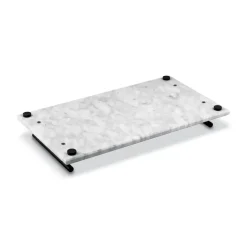 STARKE PRO Deska do serwowania przekąsek 35x20 cm / biała / marmurowa / z uchwytami