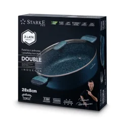 STARKE PRO DOUBLE Patelnia 28 cm z pokrywką / dwa uchwyty / non-stick / indukcja