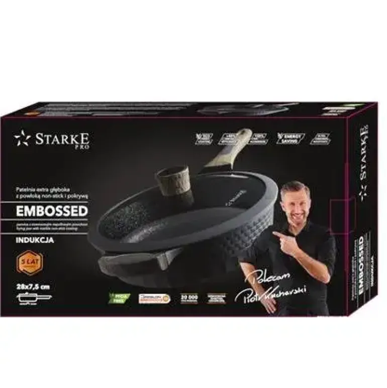 STARKE PRO EMBOSSED Patelnia marmurowa 28 cm / indukcja / aluminium / głęboka