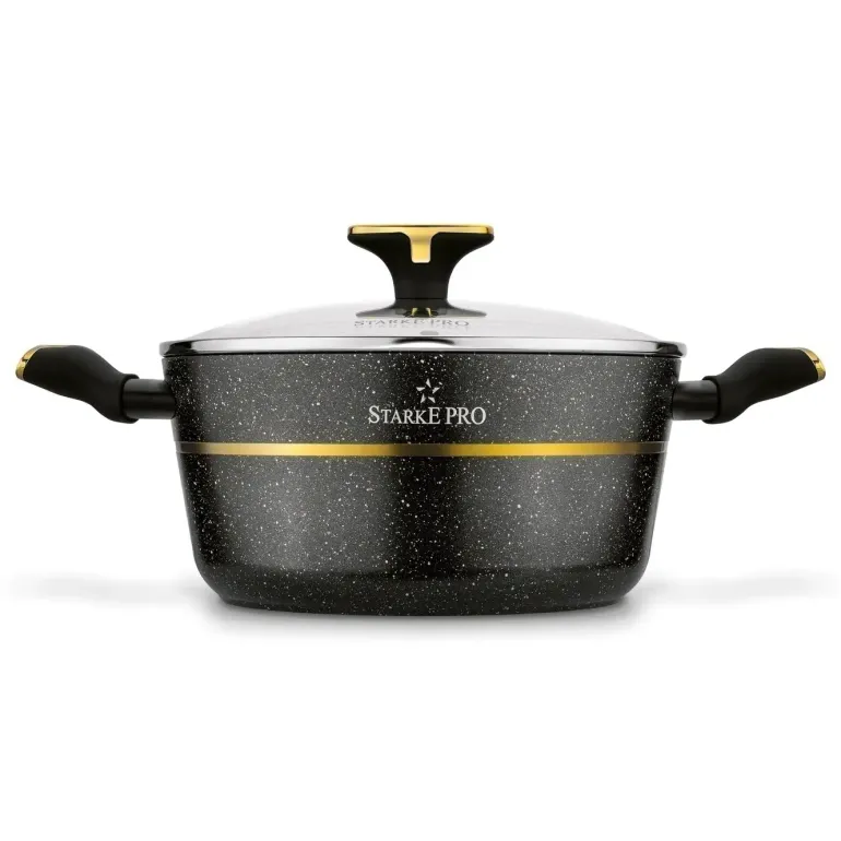 STARKE PRO GOLDEN MARBLE Zestaw garnków 10 el z pokrywkami / non-stick / indukcja