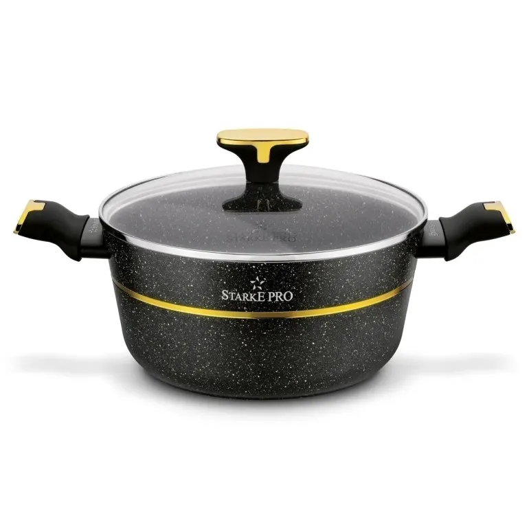 STARKE PRO GOLDEN MARBLE Zestaw garnków 10 el z pokrywkami / non-stick / indukcja