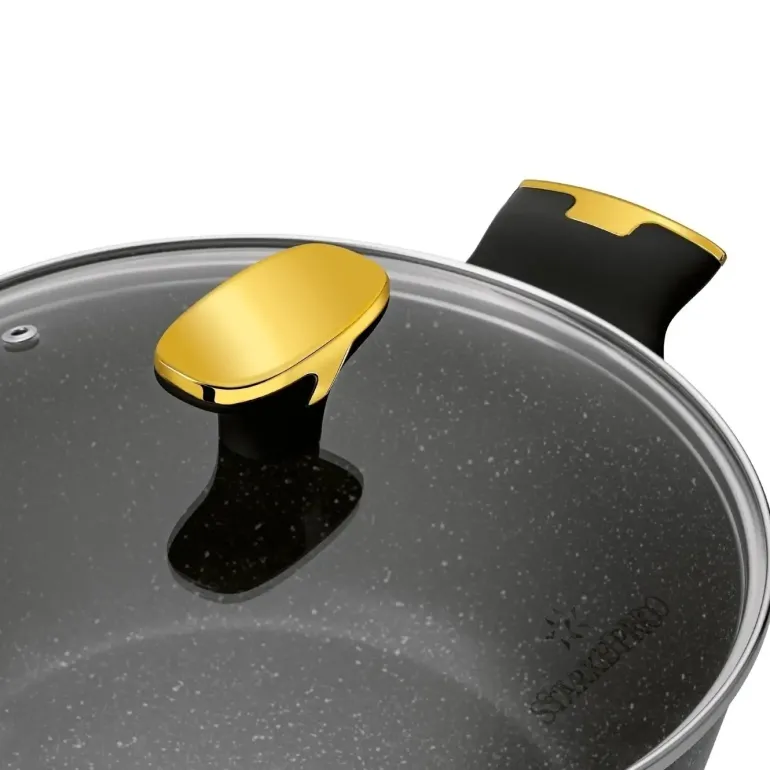 STARKE PRO GOLDEN MARBLE Zestaw garnków 10 el z pokrywkami / non-stick / indukcja