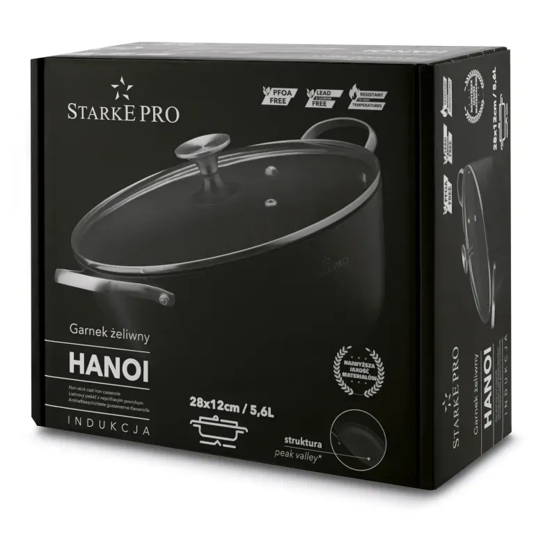 STARKE PRO HANOI Garnek 5,6 L z pokrywką 28 cm / żeliwny / indukcja