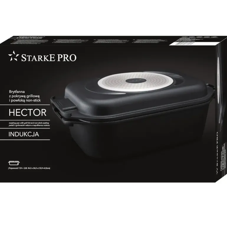 STARKE PRO HECTOR Brytfanna 7,5 l z aromatyzerem z pokrywą grillową 2,8 l / aluminium