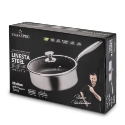 STARKE PRO LINESTA STEEL PATELNIA 28X8 CM Z POKRYWKĄ SREBRNA NIERDZEWNA