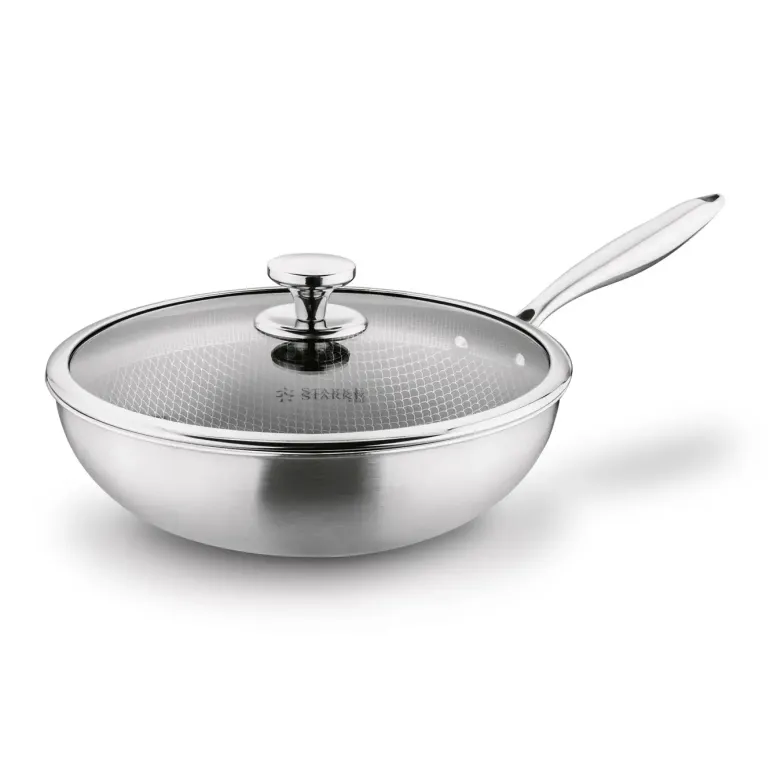 STARKE PRO LINESTA STEEL WOK 30X9 CM Z POKRYWKĄ SREBRNY NIERDZEWNY