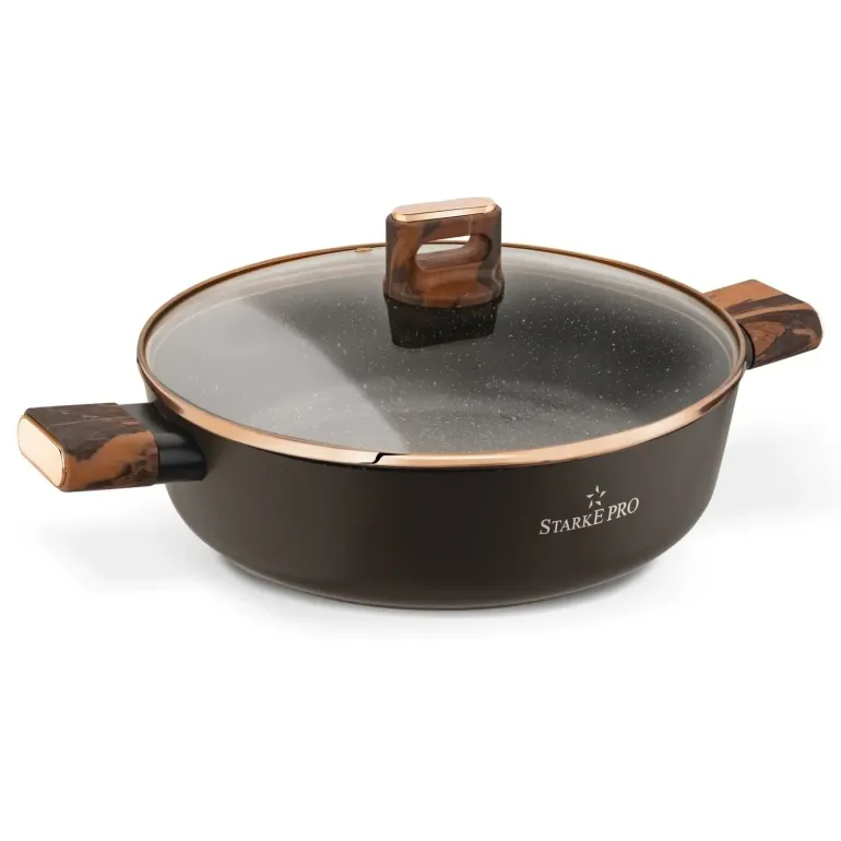 STARKE PRO STARLET PATELNIA KRÓT. UCH. Z POKRYWKĄ BROWN 28X8CM