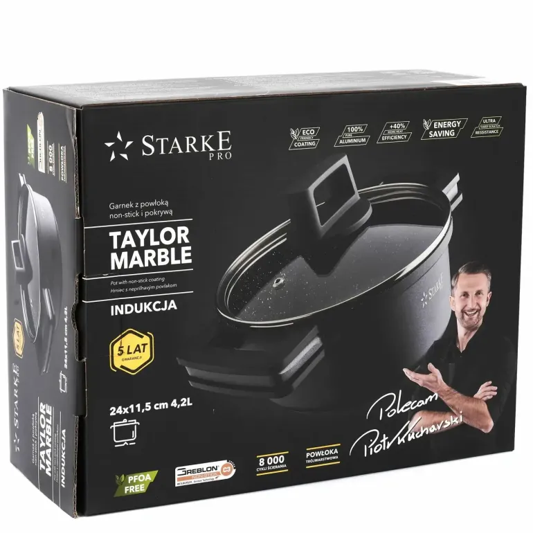 STARKE PRO TAYLOR MARBLE Garnek z pokrywką 24 cm / 4,2 l / Greblon® C3