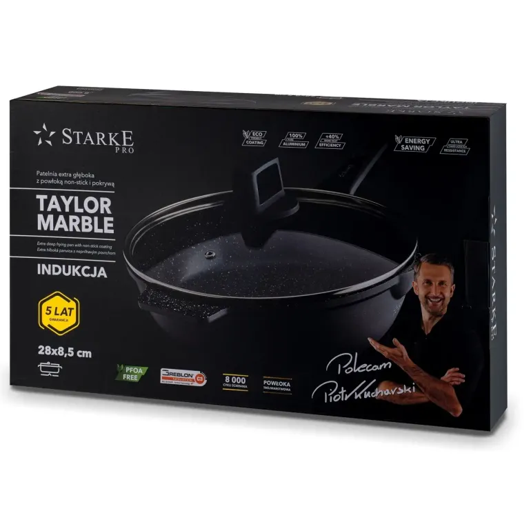 STARKE PRO TAYLOR MARBLE Patelnia głęboka z pokrywką 28 cm / Greblon® C3