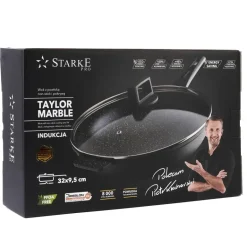 STARKE PRO TAYLOR MARBLE Wok z pokrywką 32 cm / Greblon C3