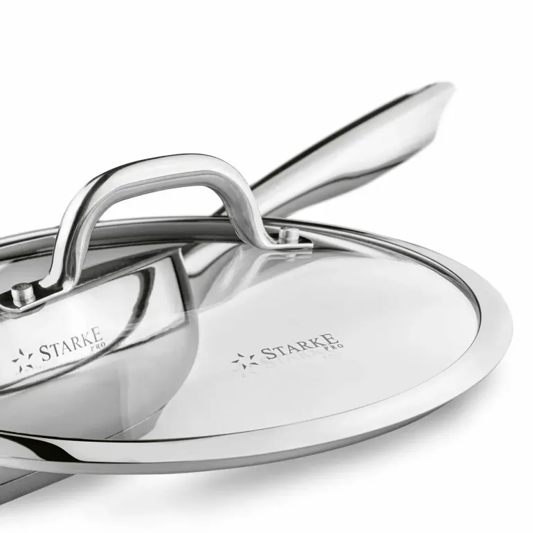 STARKE PRO TREVISO Patelnia 24 cm + pokrywka / Greblon® C3+ / indukcja / stal nierdzewna