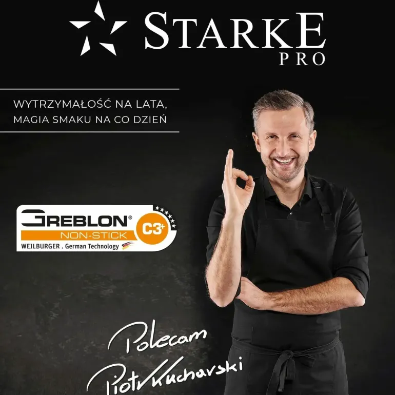 STARKE PRO TREVISO Patelnia 24 cm + pokrywka / Greblon® C3+ / indukcja / stal nierdzewna