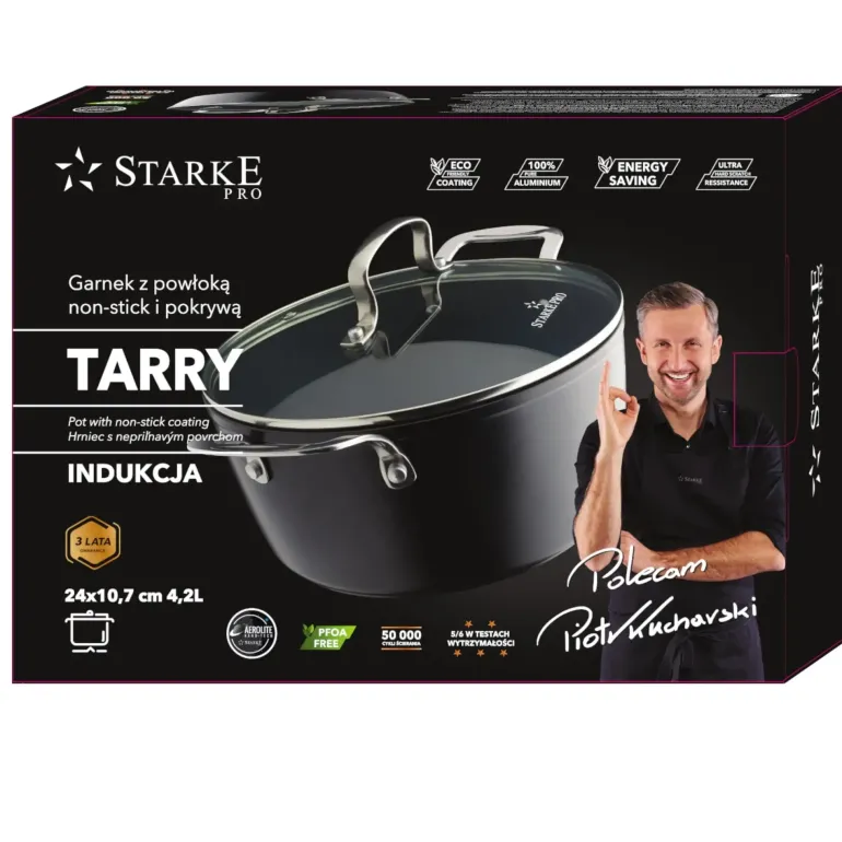STARKE TARRY Garnek z pokrywką 24 cm / Nieprzywierająca powłoka Aerolite / indukcja