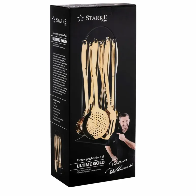 STARKE ULTIME GOLD Komplet 6 kuchennych przyborów na stojaku / stal nierdzewna