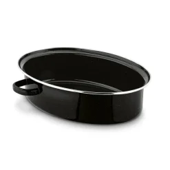 TADAR Brytfanna owalna z okuciem i grillem 3,5 L / czarna / stal węglowa / indukcja