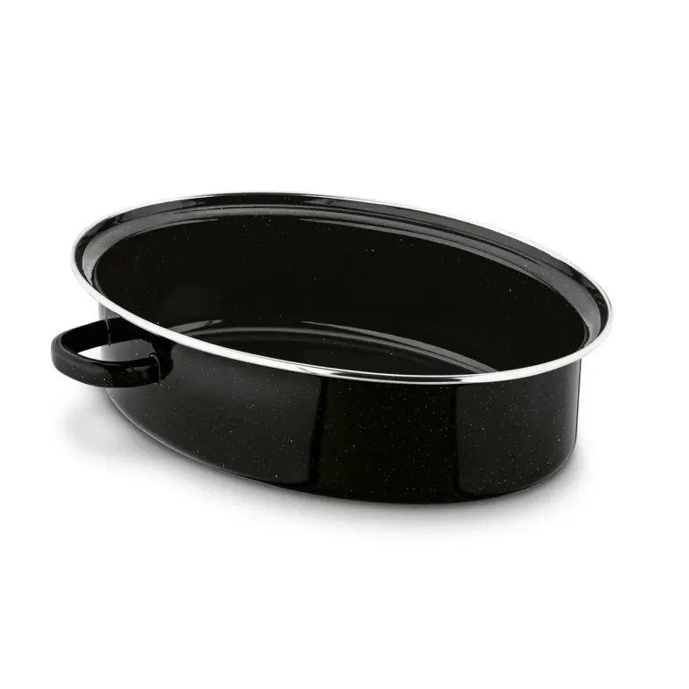 TADAR Brytfanna owalna z okuciem i grillem 3,5 L / czarna / stal węglowa / indukcja