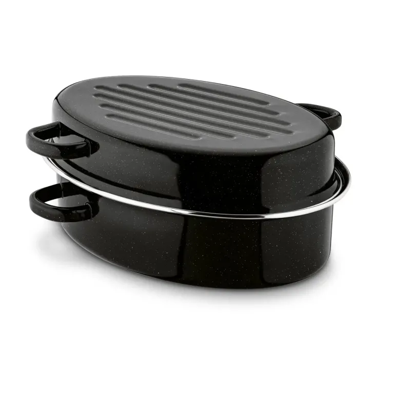 TADAR Brytfanna owalna z okuciem i grillem 3,5 L / czarna / stal węglowa / indukcja