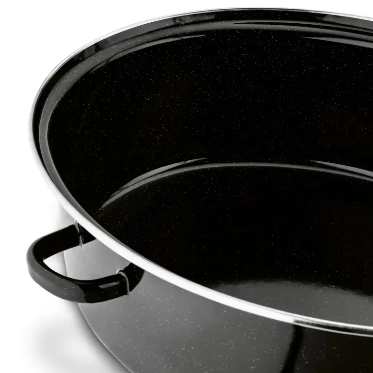 TADAR Brytfanna owalna z okuciem i grillem 6,5 L / czarna / emaliowana / stal węglowa