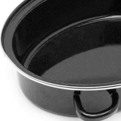 TADAR Brytfanna owalna z okuciem i grillem 5,5 L / czarna / emaliowana / stal węglowa