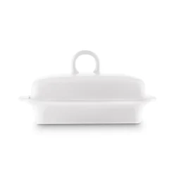 TADAR CERAMIC Maselniczka porcelanowa 16,5 x 12 cm / z pokrywką / biała