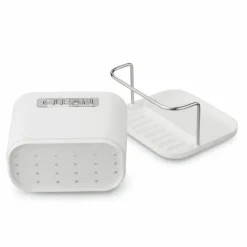 TADAR CLEAN OCIEKACZ NA SZTUĆCE BIAŁY 2 KOMORY Z PODSTAWKĄ 13,5x12x10,8 CM