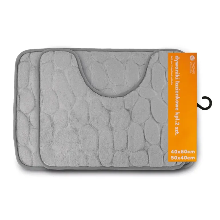 TADAR DYWANIKI ŁAZIENKOWE KPL.2 SZT. 40x60+ 50x40CM JASNO SZARE