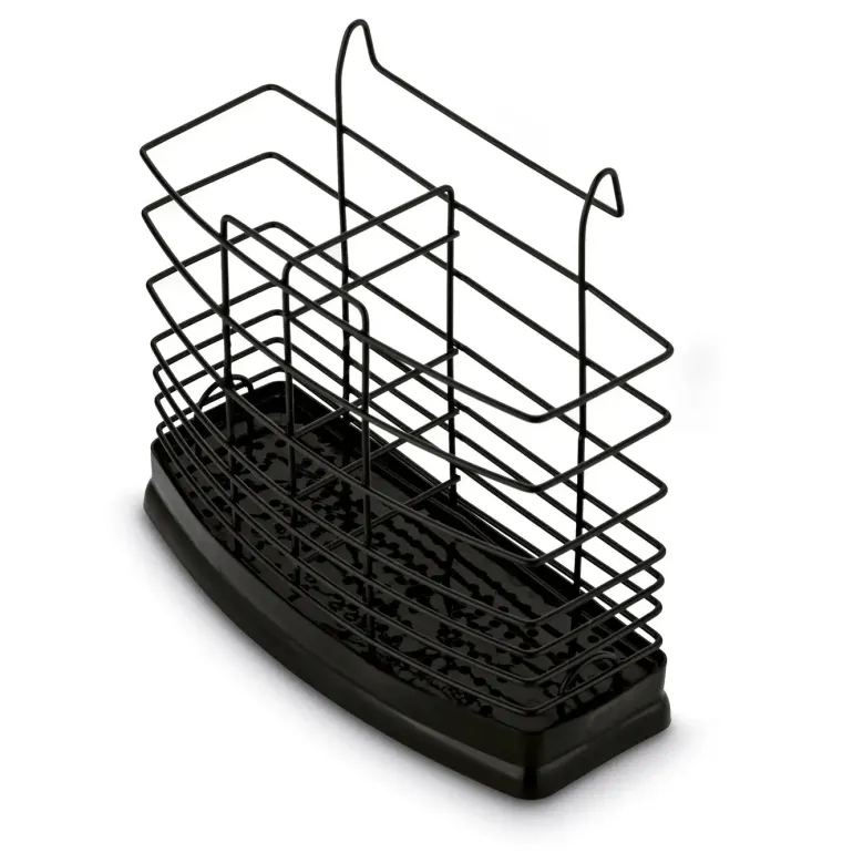 TADAR NOVA Dwupoziomowa suszarka do naczyń z 2 tacami i ociekaczem + uchwyt na deskę 53 x 33 x 24 cm / czarna
