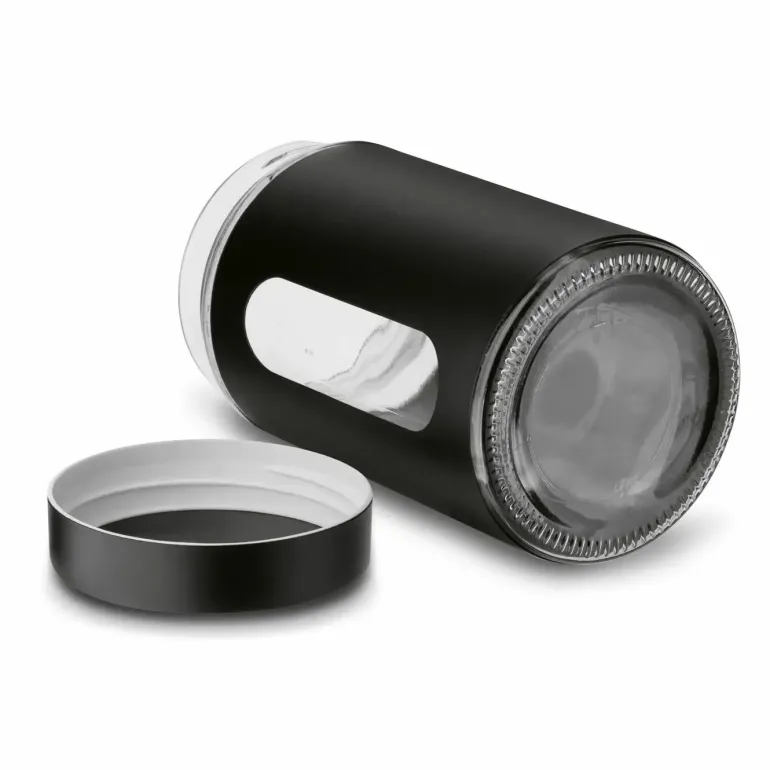 TADAR Prato Komplet 3 szklanych pojemników kuchennych 1 l / czarny