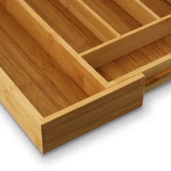 TADAR Rozsuwany wkład do szuflady 28,5-45x32x5 cm / pojemnik na sztućce / 5-7 przegródek / drewno bambusowe