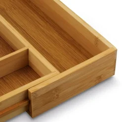 TADAR Rozsuwany wkład do szuflady 28,5-45x32x5 cm / pojemnik na sztućce / 5-7 przegródek / drewno bambusowe