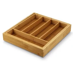 TADAR Rozsuwany wkład do szuflady 28,5-45x32x5 cm / pojemnik na sztućce / 5-7 przegródek / drewno bambusowe