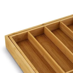 TADAR Rozsuwany wkład do szuflady 28,5-45x32x5 cm / pojemnik na sztućce / 5-7 przegródek / drewno bambusowe