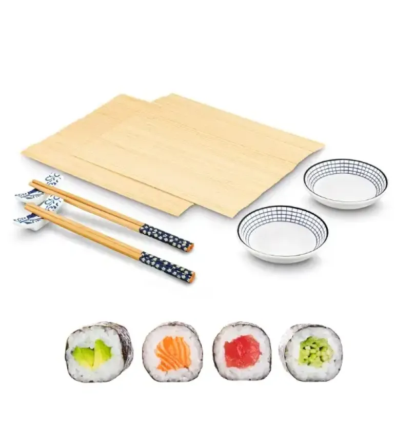 TADAR SUSHI ZESTAW 8 ELEM. 2x MISECZKA, 2x PAŁECZKI, 2x MATA BAMBUSOWA, 2x PODSTAWKA POD PAŁECZKI