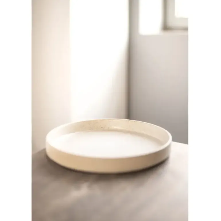 VERLO LESS Talerz płaski deserowy 22 cm z rantem, beżowy